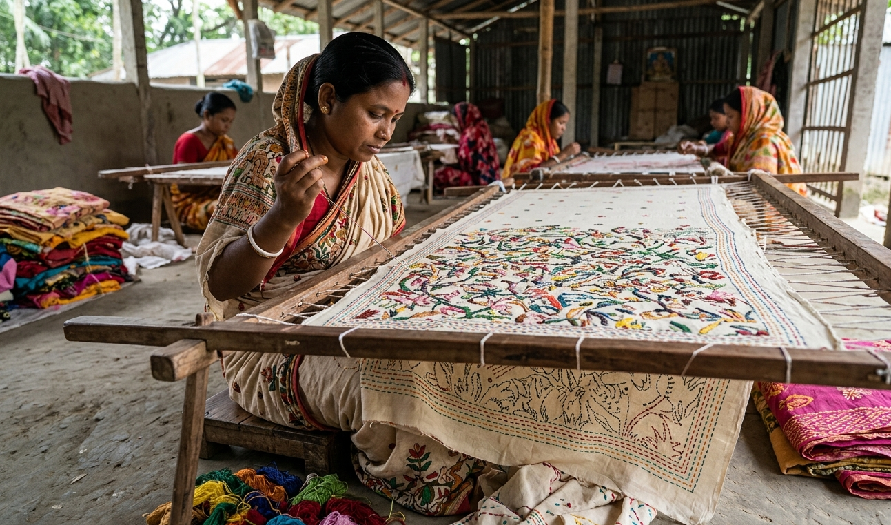 Kantha work saree West Bengal