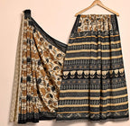 Ajrakh Handblock Floral Pure Mul-Mul Saree