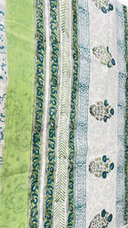 Blue Flower Pure Cotton Handblock Mul Saree