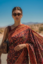 Patola Kantha Work Saree - Purple