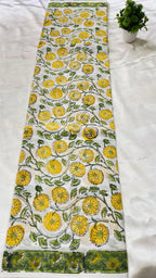 Lemon Flower Pure Cotton Handblock Mul Saree