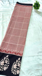 Geometrical Pure Cotton Bagru Handblock Mul Saree - Red with Black Border