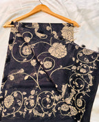 Black Kantha Work Cotton Saree